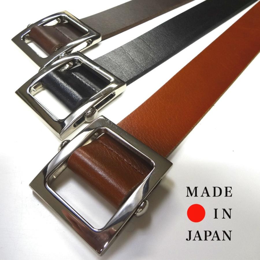 日本製 スライダーバックル ベルト 肉厚 牛革 サイズ調整不可 国産品 全3カラー メンズ |  | 01