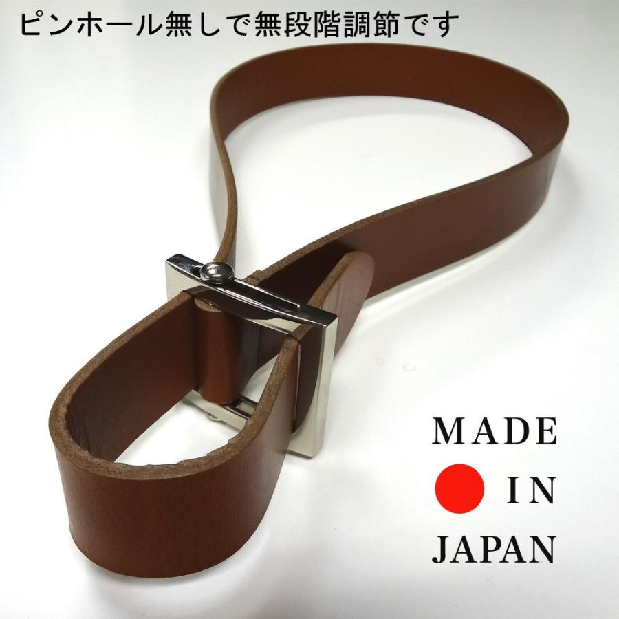 日本製 スライダーバックル ベルト 肉厚 牛革 サイズ調整不可 国産品 全3カラー メンズ |  | 02