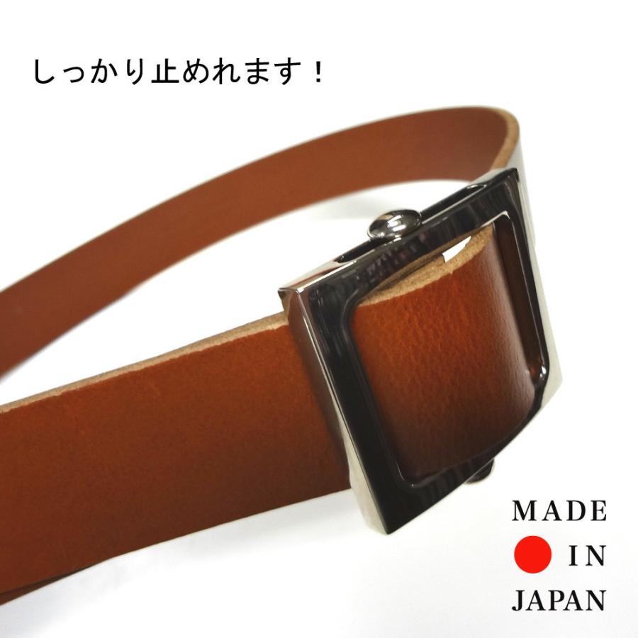 日本製 スライダーバックル ベルト 肉厚 牛革 サイズ調整不可 国産品 全3カラー メンズ |  | 03