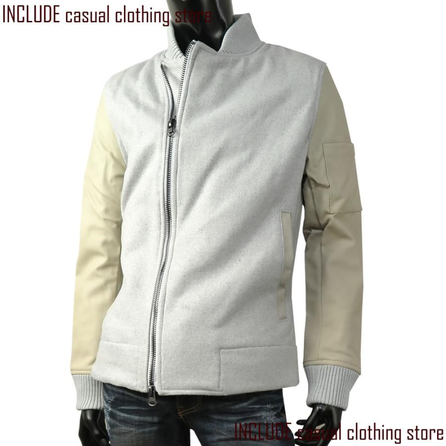 アシメ ジップ MA-1 MA1 PU レザー ウール ブルゾン 薄中綿 裏キルティング 斜めジップ WZIP メンズ M L |  | 02