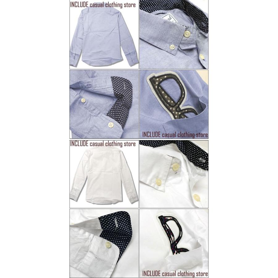 オックスフォード ボタンダウン 眼鏡ワッペン 長袖シャツ ドット 水玉 無地 メンズ |  | 04