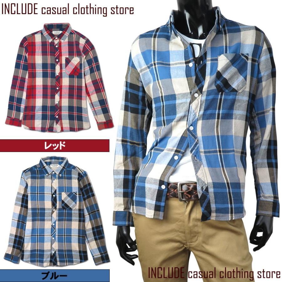 ツイルシャツ 綾織り チェックシャツ ボタンダウン 長袖シャツ メンズ | 