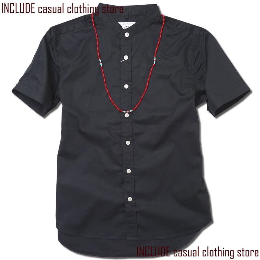 バンドカラーシャツ 半袖シャツ バンドカラー ノーカラー 無地 メンズ |  | 02