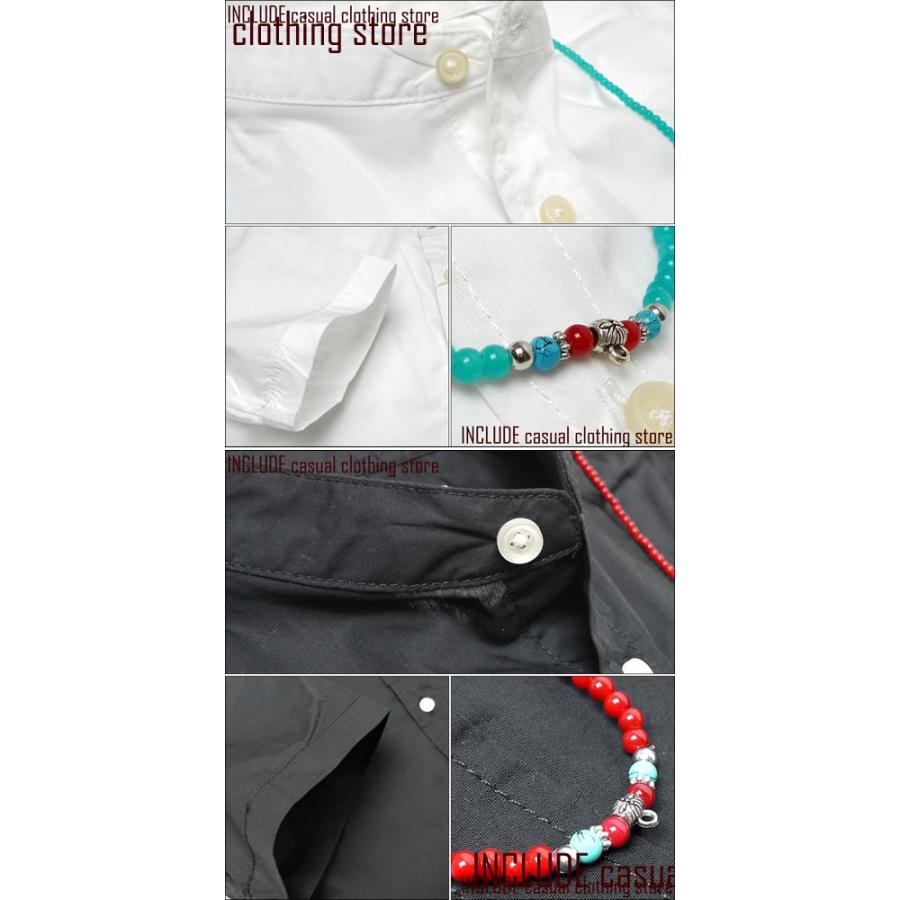 バンドカラーシャツ 半袖シャツ バンドカラー ノーカラー 無地 メンズ |  | 04