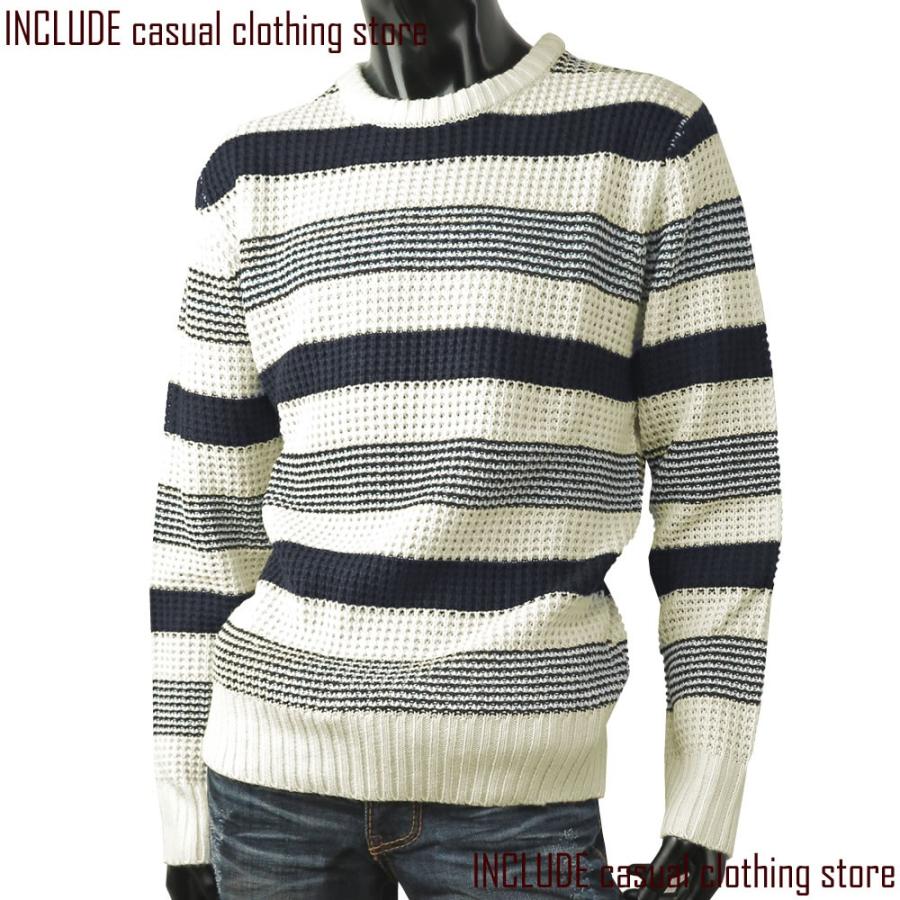 ボーダー クルーネック セーター ニット メンズ 長袖 Uネック BITTER M L LL(XL) |  | 02