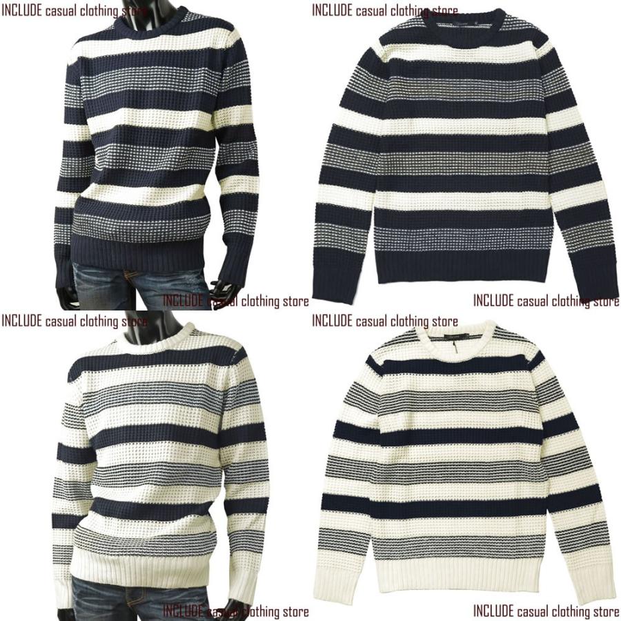 ボーダー クルーネック セーター ニット メンズ 長袖 Uネック BITTER M L LL(XL) |  | 03
