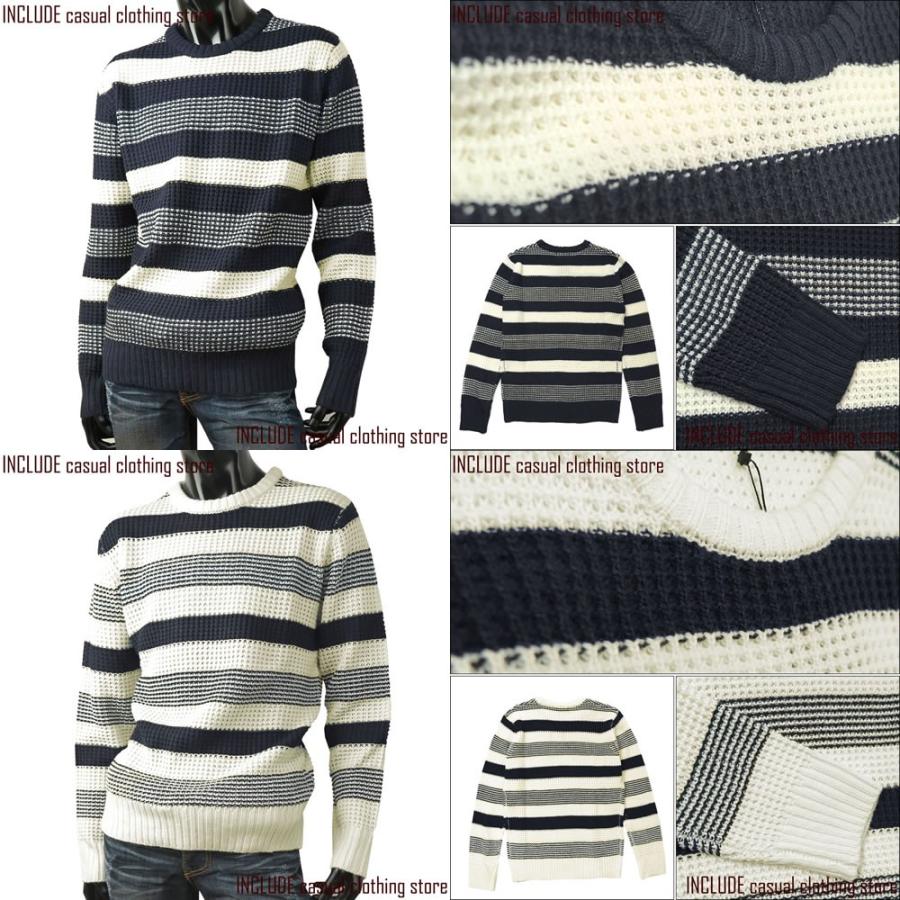 ボーダー クルーネック セーター ニット メンズ 長袖 Uネック BITTER M L LL(XL) |  | 04