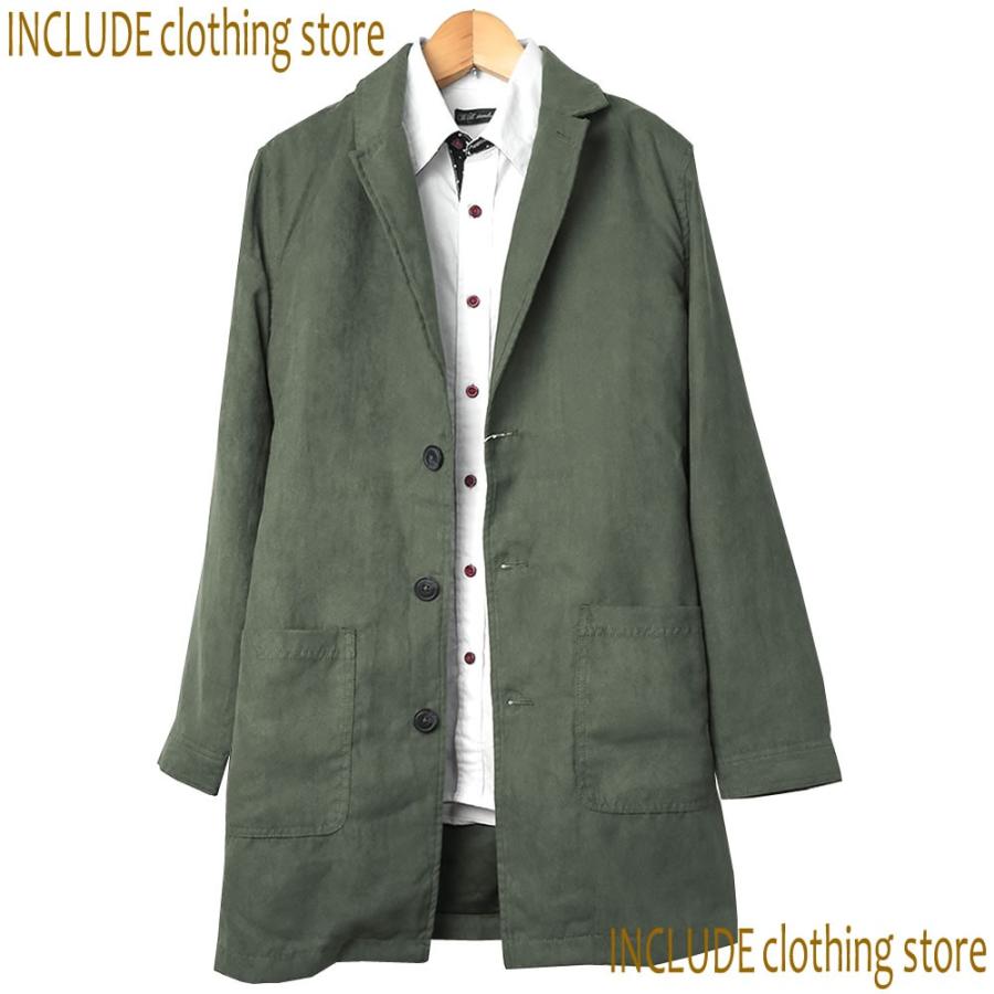 チェスターコート ポリエステル スエード ハーフコート ショップコート シングルコート カーディガン メンズ | Spring Court | 02