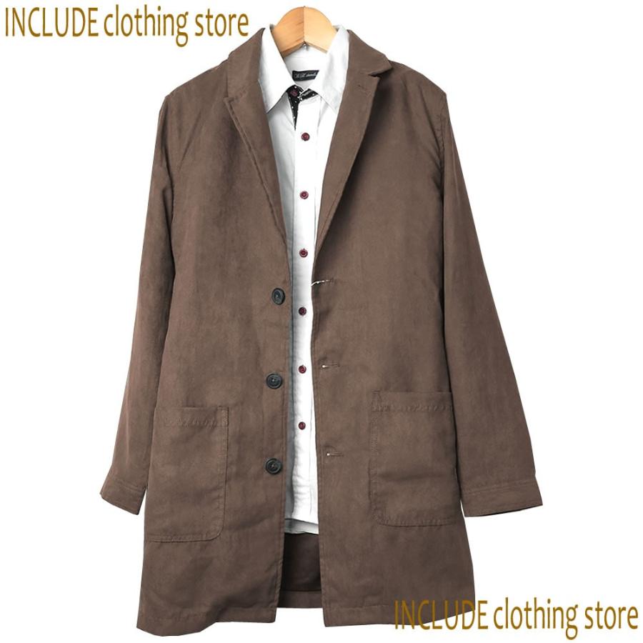 チェスターコート ポリエステル スエード ハーフコート ショップコート シングルコート カーディガン メンズ | Spring Court | 03