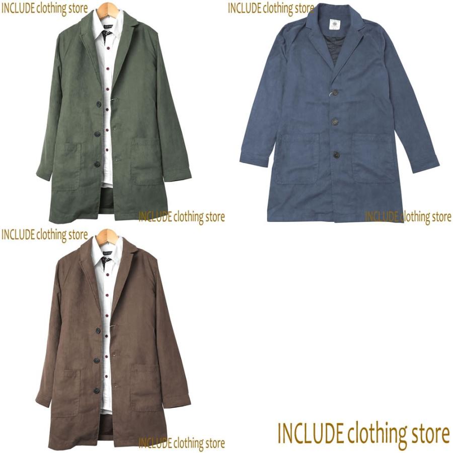 チェスターコート ポリエステル スエード ハーフコート ショップコート シングルコート カーディガン メンズ | Spring Court | 04