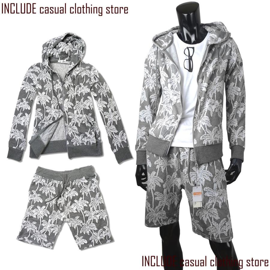 ジップパーカー ショートパンツ セットアップ ジャガード メンズ ネイビー グレー |  | 01