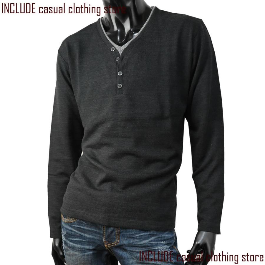 ロングTシャツ ロンＴ ニットソー Ｔシャツ Yヘンリー レイヤー メンズ BITTER M L LL(XL) |  | 02