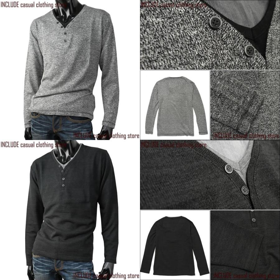 ロングTシャツ ロンＴ ニットソー Ｔシャツ Yヘンリー レイヤー メンズ BITTER M L LL(XL) |  | 04