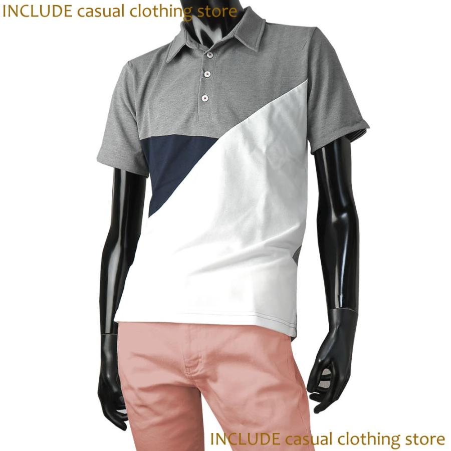 半袖ポロ アシンメトリー ポロシャツ クールビズ 鹿の子 切替パターン メンズ |  | 02