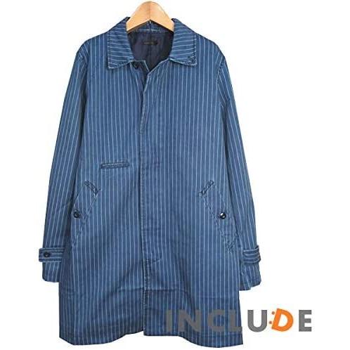 インディゴ ストライプ ステンカラーコート オーバーサイズ ビッグシルエット デニムコート スプリングコート 送料込 |  | 01