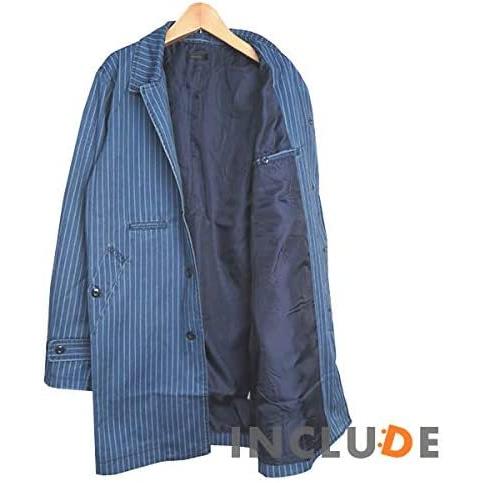 インディゴ ストライプ ステンカラーコート オーバーサイズ ビッグシルエット デニムコート スプリングコート 送料込 |  | 02