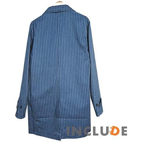 インディゴ ストライプ ステンカラーコート オーバーサイズ ビッグシルエット デニムコート スプリングコート 送料込 |  | 03