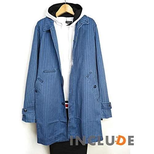 インディゴ ストライプ ステンカラーコート オーバーサイズ ビッグシルエット デニムコート スプリングコート 送料込 |  | 04