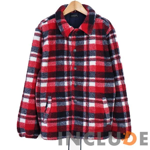 ボアジャケット チェック コーチジャケット 裏メッシュ メンズ シープボア 防寒 アウター もこもこ 厚手 カジュアル |  | 01