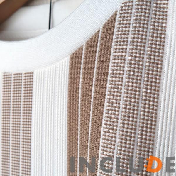 ビッグシルエット ジャカード ジャガード ストライプロンT リップル ドロップショルダー ゆるT ルーズ ロングT 織物 |  | 09