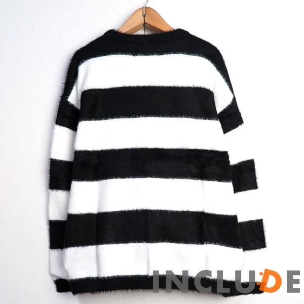 フェレットタッチ モヘア ボーダー オーバーサイズ クルーニット ゆるふわニット メンズ |  | 05