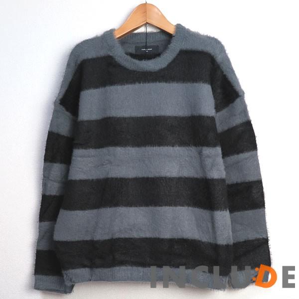 フェレットタッチ モヘア ボーダー オーバーサイズ クルーニット ゆるふわニット メンズ |  | 06