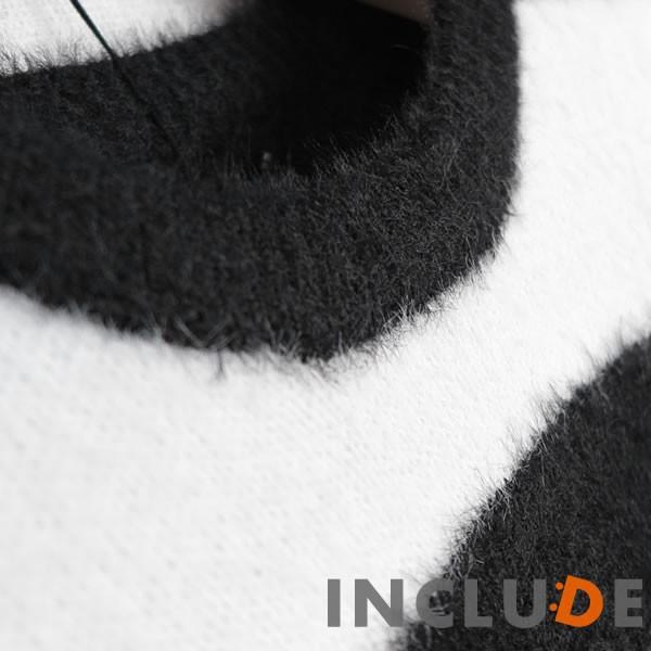 フェレットタッチ モヘア ボーダー オーバーサイズ クルーニット ゆるふわニット メンズ |  | 09