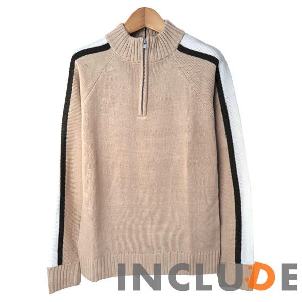 ハーフジップニット セーター カラーニット ニット ニットソー 袖ライン ラグラン スポーティー ハーフジップ 長袖 メンズ カ |  | 11