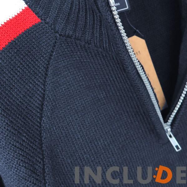 ハーフジップニット セーター カラーニット ニット ニットソー 袖ライン ラグラン スポーティー ハーフジップ 長袖 メンズ カ |  | 04