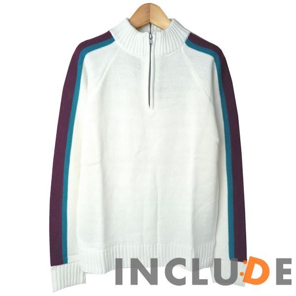 ハーフジップニット セーター カラーニット ニット ニットソー 袖ライン ラグラン スポーティー ハーフジップ 長袖 メンズ カ |  | 08