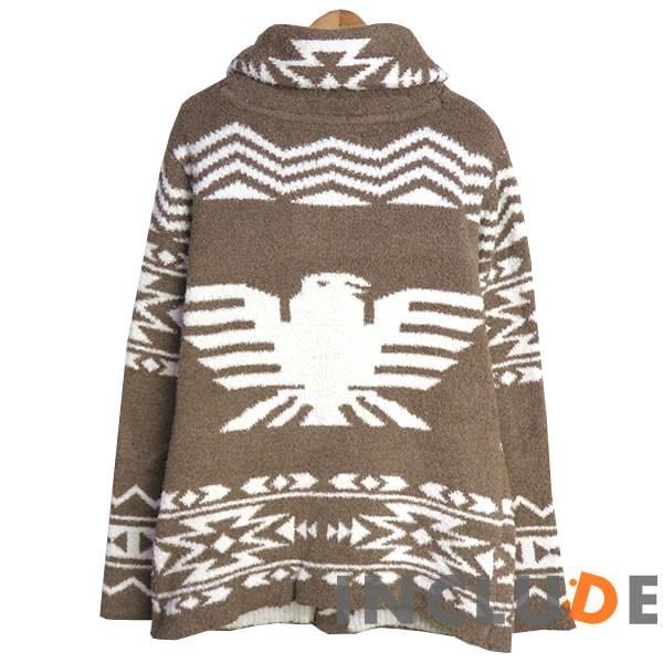 コンチョボタン オルテガ ネイティブ ショールカーディガン ナスカ ボア ガウン モールヤーン もこもこ オルテガ柄が海に似合う |  | 02