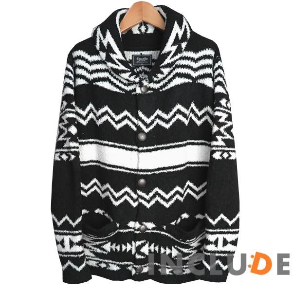 コンチョボタン オルテガ ネイティブ ショールカーディガン ナスカ ボア ガウン モールヤーン もこもこ オルテガ柄が海に似合う |  | 03