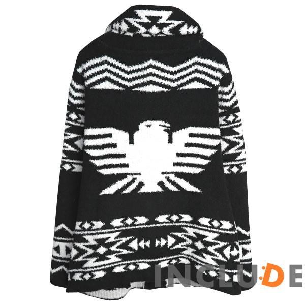 コンチョボタン オルテガ ネイティブ ショールカーディガン ナスカ ボア ガウン モールヤーン もこもこ オルテガ柄が海に似合う |  | 04