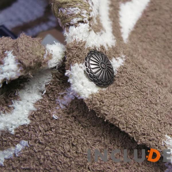 コンチョボタン オルテガ ネイティブ ショールカーディガン ナスカ ボア ガウン モールヤーン もこもこ オルテガ柄が海に似合う |  | 05