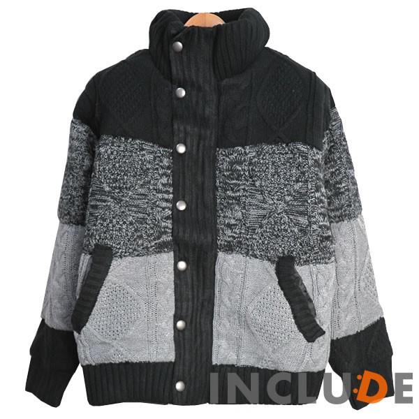アラン柄 ニットアウター ワイドブルゾン ショート丈 ケーブルニット ブルゾン 中綿ジャケット ニットブルゾン メンズ |  | 03