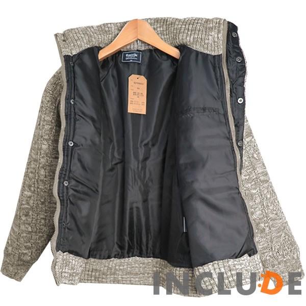 アラン柄 ニットアウター ワイドブルゾン ショート丈 ケーブルニット ブルゾン 中綿ジャケット ニットブルゾン メンズ |  | 09