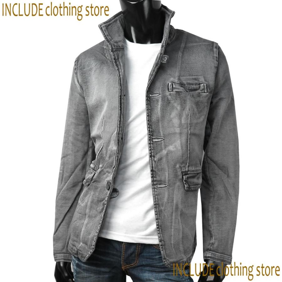 イタリアンカラー ジャケット テーラードジャケット ストレッチ デニム スプリングジャケット メンズ |  | 03