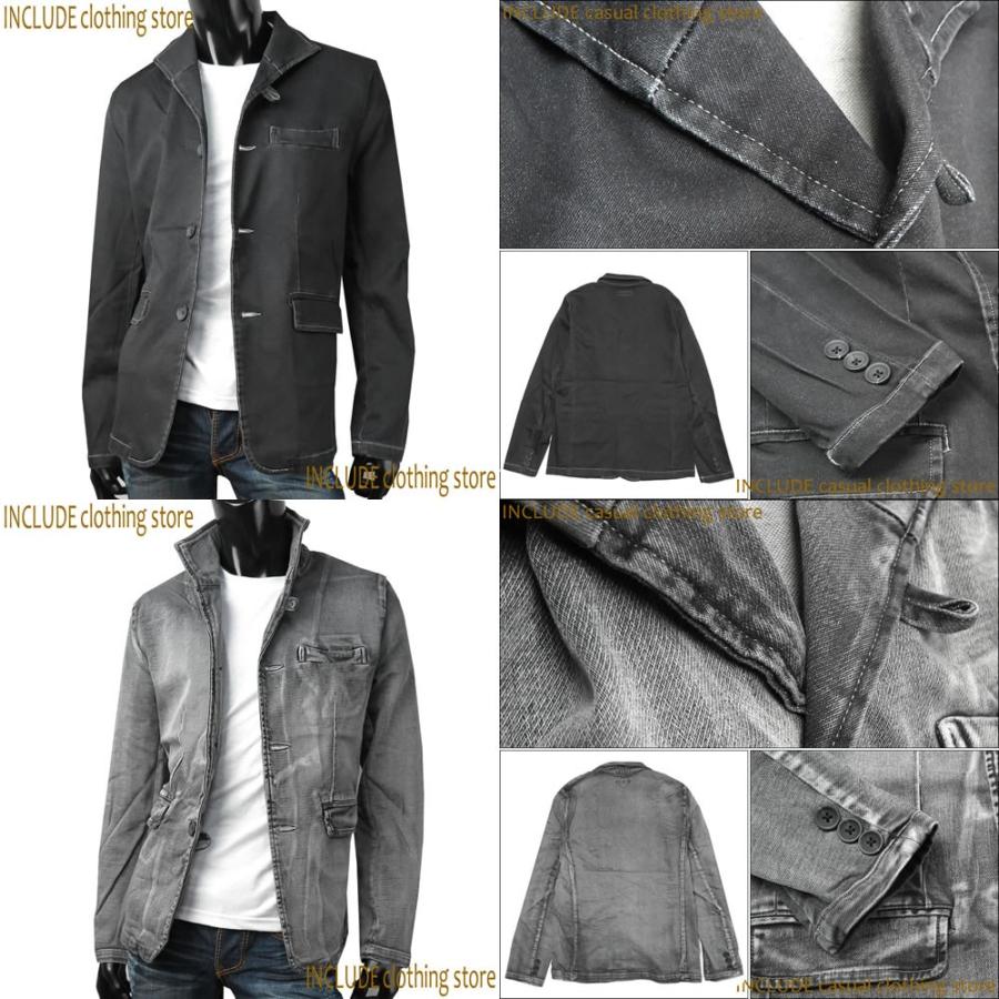 イタリアンカラー ジャケット テーラードジャケット ストレッチ デニム スプリングジャケット メンズ |  | 06