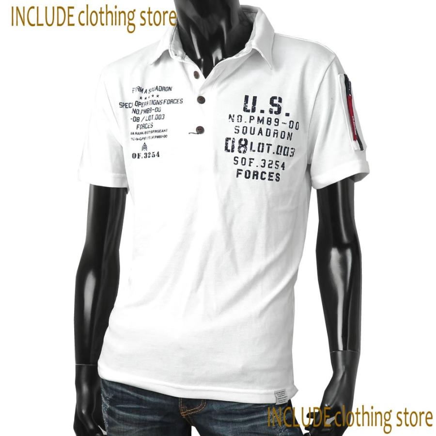 クロネコＤＭ便 送料無料 鹿の子 カノコポロ MA1 MA-1 半袖 ポロシャツ ミリタリー ロゴ 迷彩 半袖T メンズ |  | 07