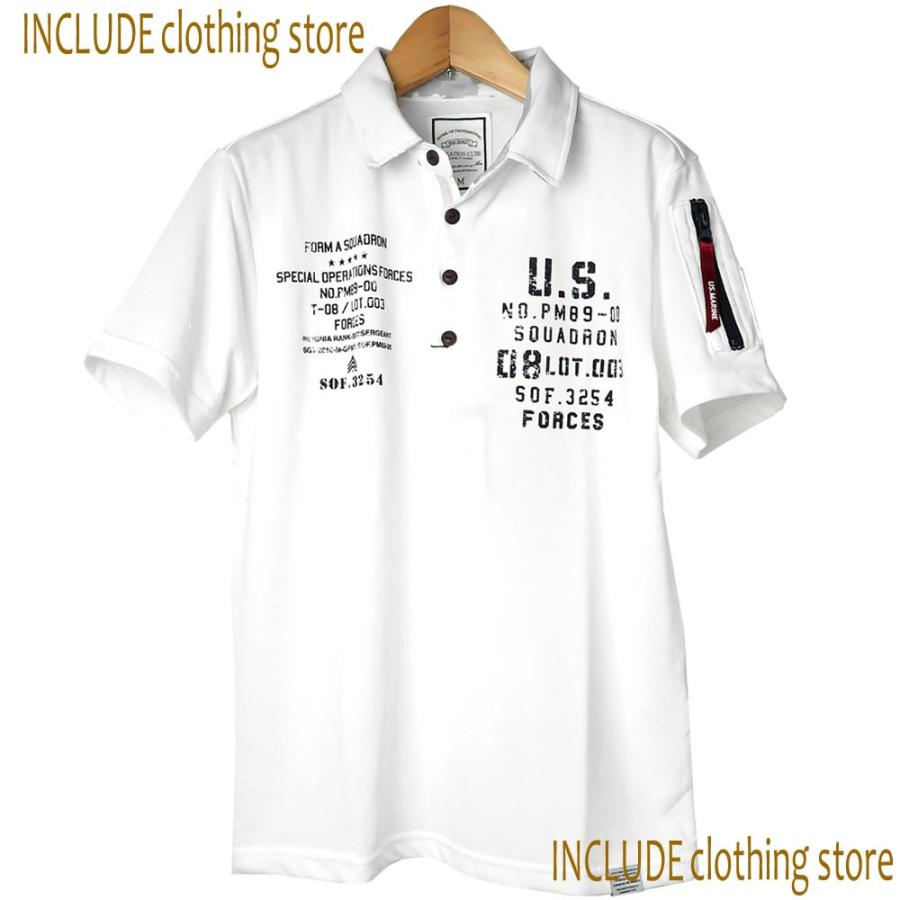 クロネコＤＭ便 送料無料 鹿の子 カノコポロ MA1 MA-1 半袖 ポロシャツ ミリタリー ロゴ 迷彩 半袖T メンズ |  | 08