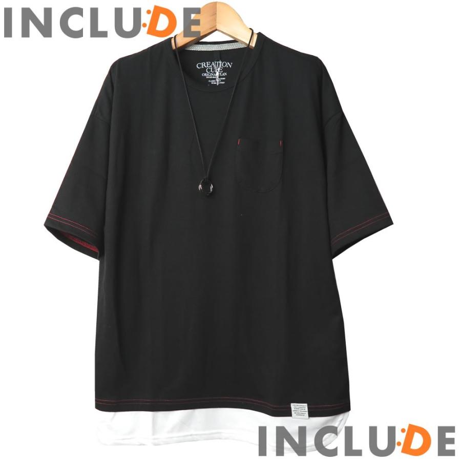 送料無料 オーバーサイズ ビッグシルエット フェイクレイヤード 半袖Ｔ ストリート 重ね着 クルーネック スポーティー |  | 10