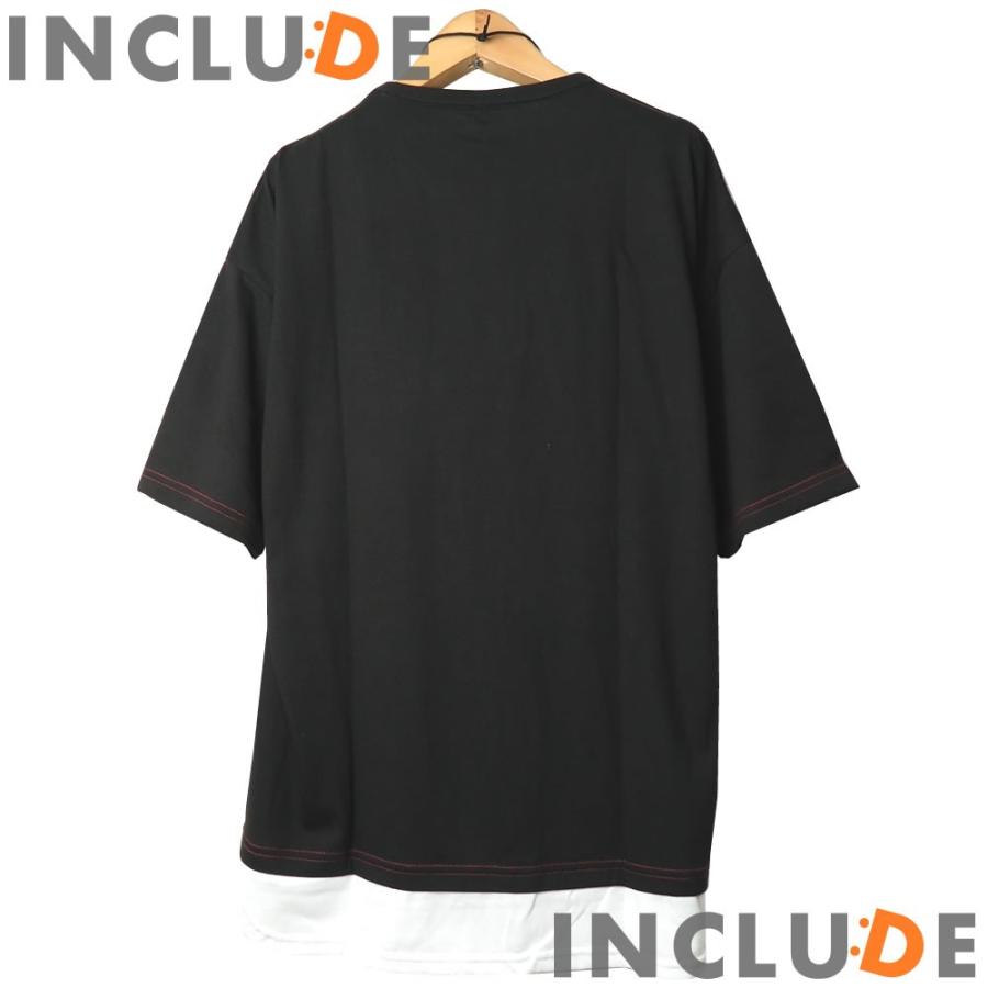 送料無料 オーバーサイズ ビッグシルエット フェイクレイヤード 半袖Ｔ ストリート 重ね着 クルーネック スポーティー |  | 11