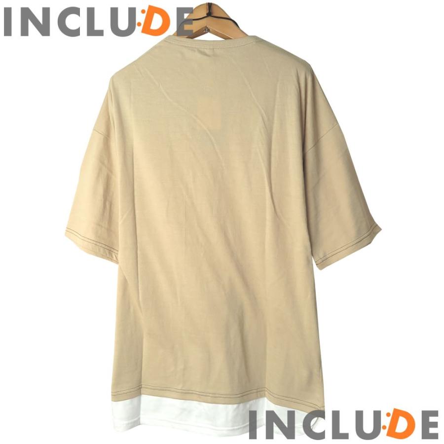 送料無料 オーバーサイズ ビッグシルエット フェイクレイヤード 半袖Ｔ ストリート 重ね着 クルーネック スポーティー |  | 05