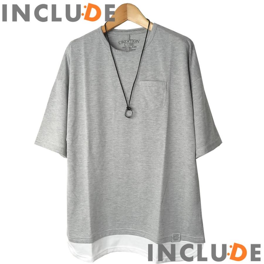 送料無料 オーバーサイズ ビッグシルエット フェイクレイヤード 半袖Ｔ ストリート 重ね着 クルーネック スポーティー |  | 07