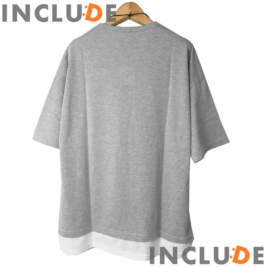 送料無料 オーバーサイズ ビッグシルエット フェイクレイヤード 半袖Ｔ ストリート 重ね着 クルーネック スポーティー |  | 08