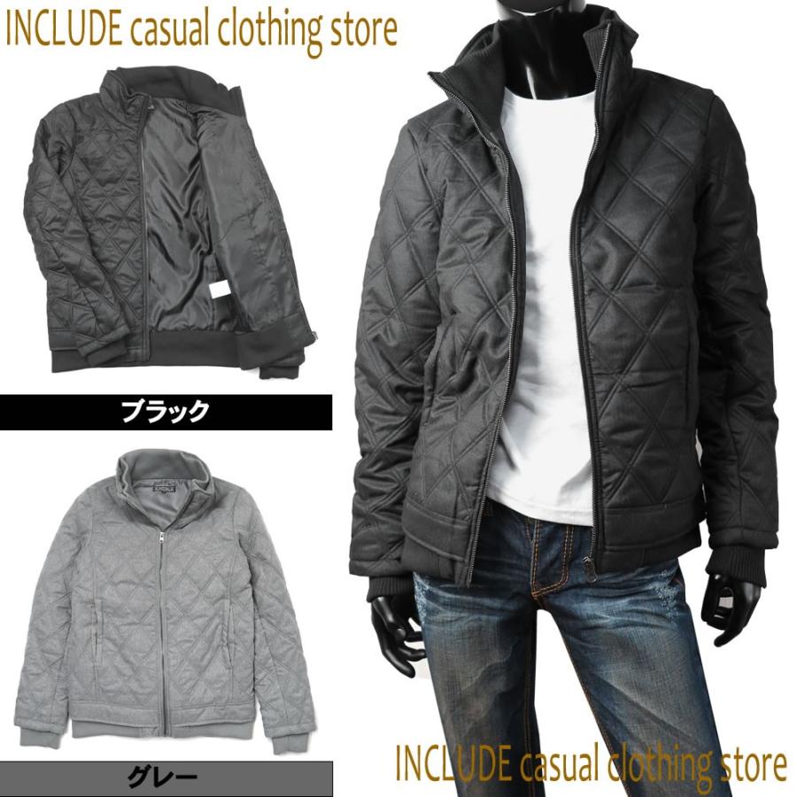 中綿ジャケット ダイヤキルト 衿リブ 中綿JKT ブルゾン メンズ | 