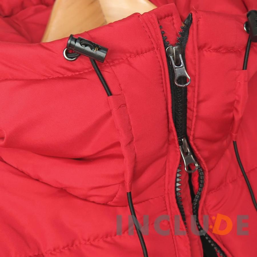 撥水加工 中綿ジャケット ボリュームネック 止水ジッパー ドローコード 白のダウン 防寒 暖か 軽い メンズ 白 赤 |  | 04
