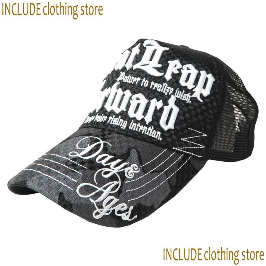 アメカジ 刺繍 パナマ織り ロゴ メッシュキャップ 迷彩 カモフラ 帽子 キャップ |  | 01