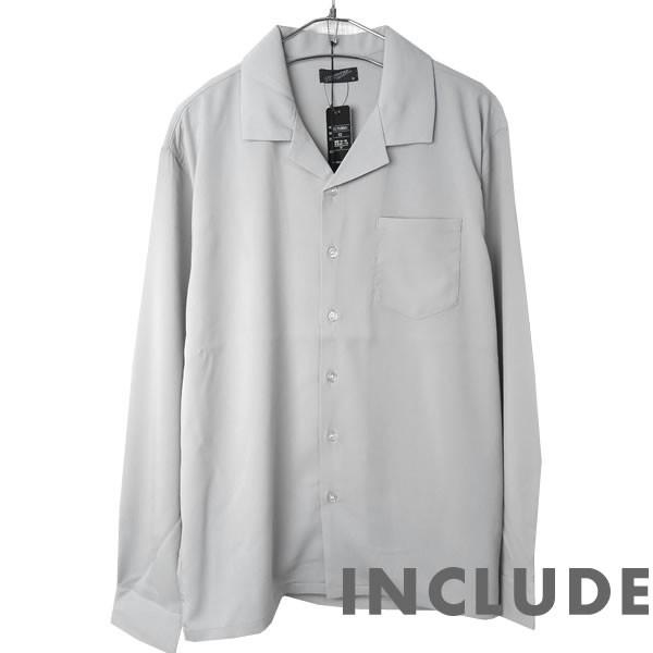 長袖シャツ 開襟シャツ 無地 オープンカラー 春秋服 ワイドシルエット ワイドシャツ メンズ |  | 08