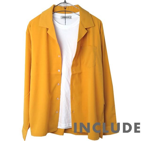 長袖シャツ 開襟シャツ 無地 オープンカラー 春秋服 ワイドシルエット ワイドシャツ メンズ |  | 05